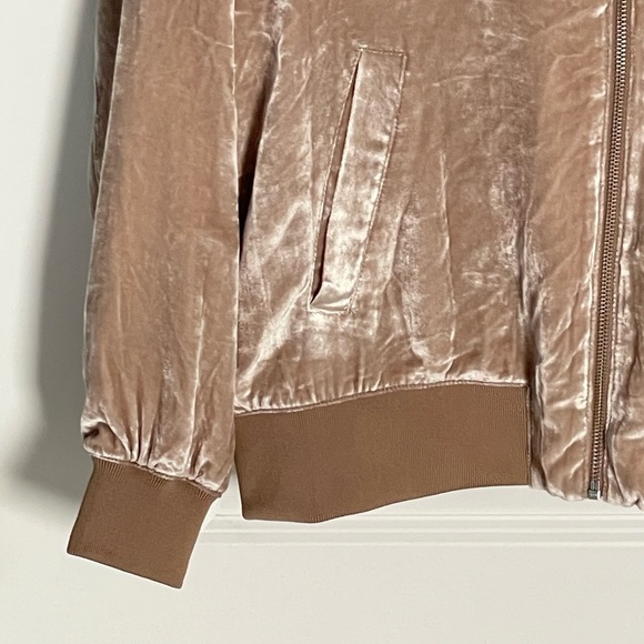 Madewell Tan Velvet Silk Blend Full Zip Bomber Jacket - 35565 - Picture 4 of 16